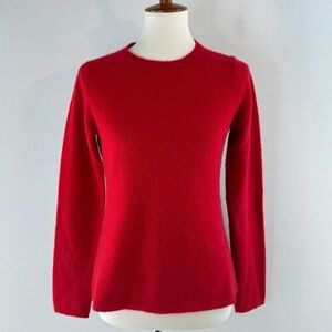 Peck & Peck Vibrant Red Cashmere Knit Crewneck Sweater